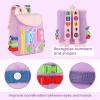 Busy Board - Toddler Backpack with Buckles and Learning Activity Toys - Develop Fine Motor Skills and Basic Life Skills - Learn to Tie Shoes - Children's Travel Toy (Purple) view 2