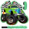 Faccito Piata Truck Race Car of Monster with Blindfold and Stick, Green Small Racing Piata for Boys Party Decoration, 14.1 x 12.6 x 3.2 Inch for Race Car Theme Birthday Baby Shower Party Supplies view 1