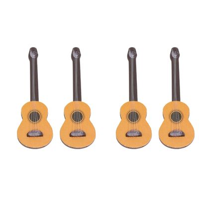 Healifty 2PCS Miniature Guitar Model for Dollhouse 1:12 Scale Wooden Base Guitar Mini Musical Instrument Photo Props Doll House Model Home Decor