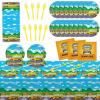 61 Pcs School Bus Party Supplies Back to School Birthday Tableware Set Bus Plates Napkins and Tablecloth Transportation Themed Decorations for Preschool Kindergarten Baby Shower Serves 20 Guests view 1