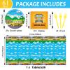 61 Pcs School Bus Party Supplies Back to School Birthday Tableware Set Bus Plates Napkins and Tablecloth Transportation Themed Decorations for Preschool Kindergarten Baby Shower Serves 20 Guests view 2