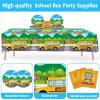 61 Pcs School Bus Party Supplies Back to School Birthday Tableware Set Bus Plates Napkins and Tablecloth Transportation Themed Decorations for Preschool Kindergarten Baby Shower Serves 20 Guests view 4