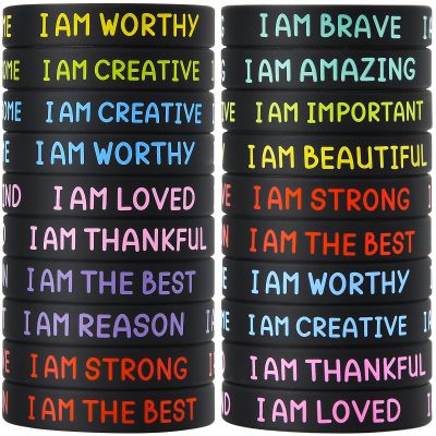 20 Pcs Inspirational Wristbands for Students  Self-Affirmation Phrase Bracelet  Motivational Quotes Rubber Bracelets  Back to School Gift for Students Kids