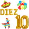 100% LIKED-Diez Birthday Decoration Balloons, Spanish Mexican 10th Birthday, 10th Birthday, 10th Fiesta Decorations Balloons Banner, Sign, Cinco De Mayo 10th Birthday view 1