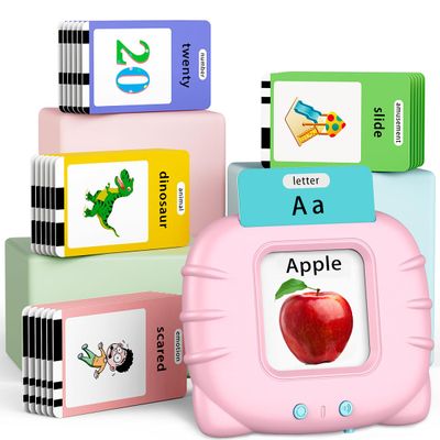 Eaever ABC Talking-Flash-Cards with 252 Sight Words, Valentine's Day Birthday Gifts for Girls 2 3 4 5 6 Years, Language Therapy Toys for Autistic Children, Learning Toys for Toddlers Ages 2-6, Pink