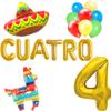 100% LIKED-Cuatro Birthday Decoration Balloons, Spanish Mexican 4th Birthday, 4th Birthday, 4th Fiesta Decorations Balloons Banner, Sign, Cinco De Mayo 4th Birthday view 1