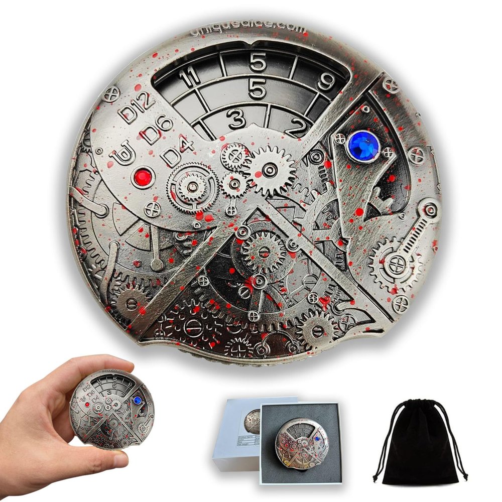 Unique Roulette Dice Metal Mechanical Dice Spinner DND Roller D&D Steampunk Retro Spinner D6, D8, D10, D12 for TRPG DND Gifts for Players DM Game Masters