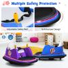 Costzon Bumper Car for Kids, 12V Battery Powered Bumping Car w/Remote Control, Dual Joysticks, 360 Degree Spin, Slow Star, Flashing Lights, Music, Electric Ride on Toy Vehicle for Toddlers (Blue) view 3