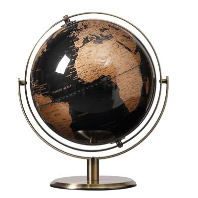 LIOONS Beautiful Globe Globe with Metal Stand Globes Black Ocean Rotation World Globe Geographic Globes Desktop Decoration for Office School Fine and Clear