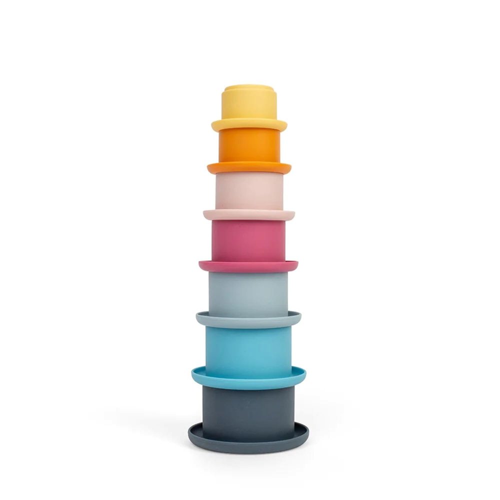 Bigjigs Toys Silicone Stacking Cups - 7 Piece Rainbow Stacking Toys, Bath Toys, Montessori Toys, Sustainably Made