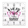Zyadsinoudor I Wear Pink for Baby PVC Clock Cancer Warrior Pink Ribbon Large Wall Clock 12in Silent Non-Ticking Classic Large Wall Clock Decor for Living Room Bedroom and Kitchen Office view 1