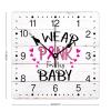 Zyadsinoudor I Wear Pink for Baby PVC Clock Cancer Warrior Pink Ribbon Large Wall Clock 12in Silent Non-Ticking Classic Large Wall Clock Decor for Living Room Bedroom and Kitchen Office view 2