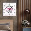 Zyadsinoudor I Wear Pink for Baby PVC Clock Cancer Warrior Pink Ribbon Large Wall Clock 12in Silent Non-Ticking Classic Large Wall Clock Decor for Living Room Bedroom and Kitchen Office view 4