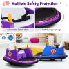Costzon Bumper Car for Kids, 12V Electric Toddler Bumping Car with Remote Control, Dual Joysticks, 360 Spin, Music, Flashing Lights, Slow Star, Kids Bumper Car Ride on Toy for Boy Girl Gift (Purple) view 3