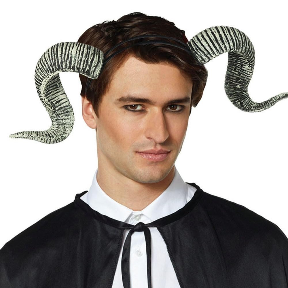 Beavorty 2Pcs Foam Ram Horn Headbands Halloween Costume Accessories for Party Cosplay Masquerade Photo Props 4.6 X 2.8 X 0.5 Inches