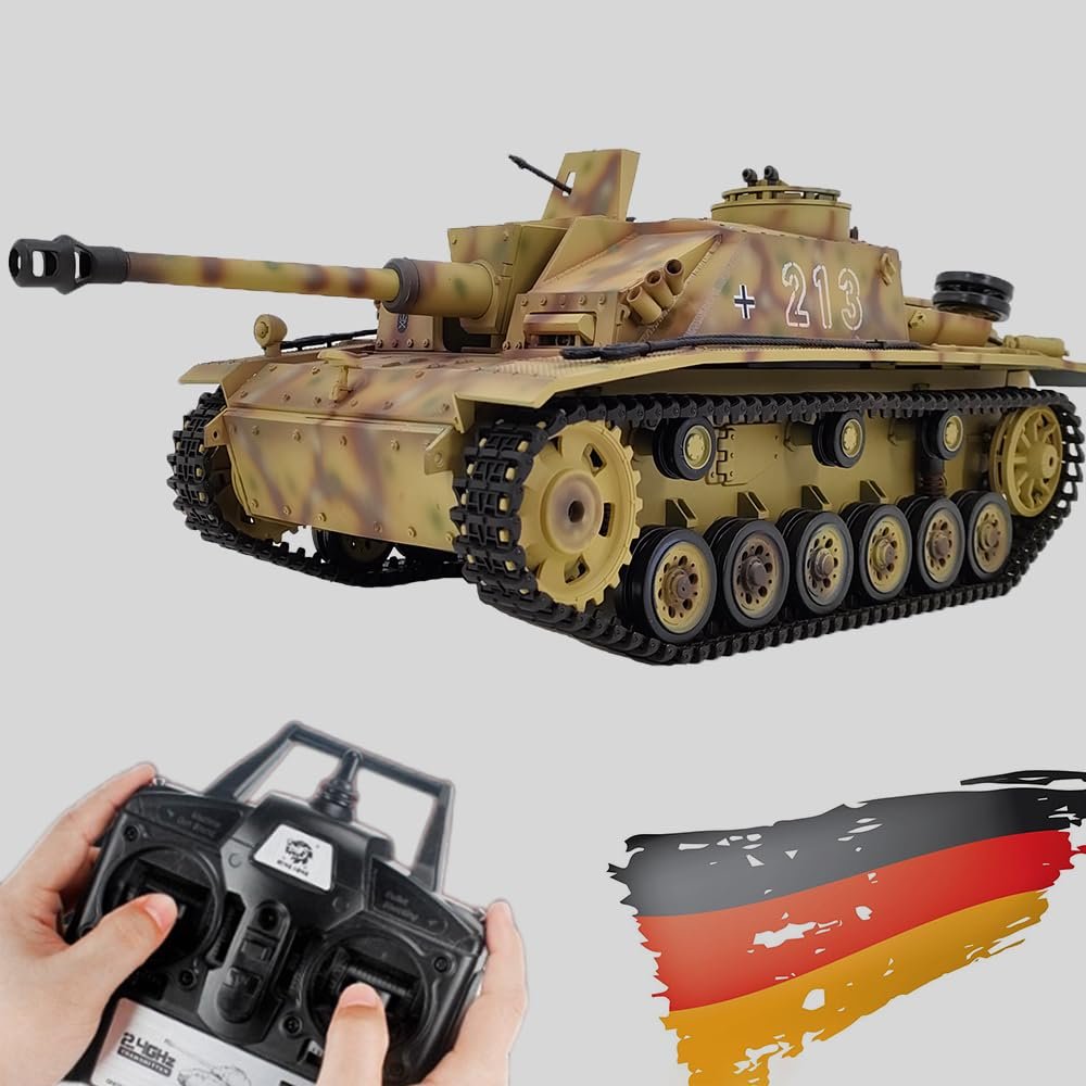 Ssccgym 3868 Large Remote Control Assault Tank F/8 No.3 TK7.0 Airsoft BB Shooting 1/16 Scale RC German Military Vehicle Truck Collection Model (Camouflage Standard RC Tank)