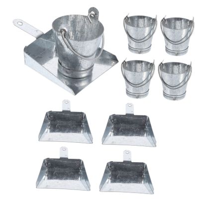 10pcs Dollhouse Mini Bucket Miniture Decoration Mini Doll House Galvanized Iron Silver