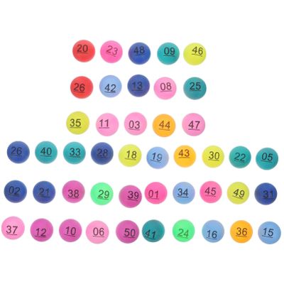 Abaodam 50 Pcs 1.57inch Raffle Balls Number Set Multi-Color Plastic Replacement Bingo Balls for Party Prize Raffles