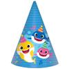 Baby Shark Paper Party Cone Hats - 6" | Multi-color | Pack of 8 view 1