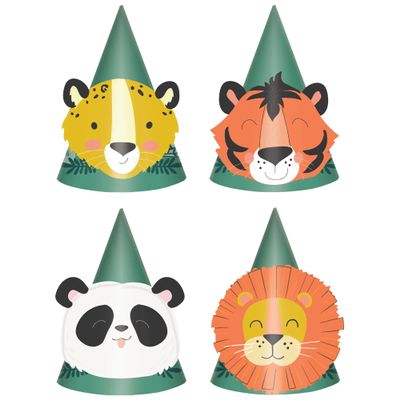 Animals Head Cone Hat Multipack - 7.87" x 5.75" | Assorted Design | Pack of 8