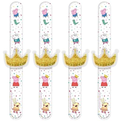 amscan Peppa Pig Confetti Party Slap Bracelets - 9.25" x 2" | White | Pack of 4
