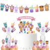 Boba Milk Tea Party Decorations Set  Bubble Tea Birthday Supplies with Banner, Cupcake Toppers, Cake Topper & Centerpieces for Kids & Adults view 1
