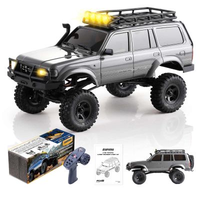 FMS FCX18 1/18 Land Cruiser LC80 Toyota RC Rock Crawler RTR 4x4 Off-Road Waterproof Hobby Grade RC Trucks All Terrains RC Car with 45min Play time,Portal Axles,LED Lights for Adults and Beginner(Gray)