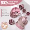 24 Pack Silicone Baby Feeding Set Baby LED Weaning Supplies Includes Suction Divided Plates Soft Bowl Spoons Forks Adjustable Bib Snack Cup and Straws(Dark Pink, Dusty Pink, Peach Color) view 2