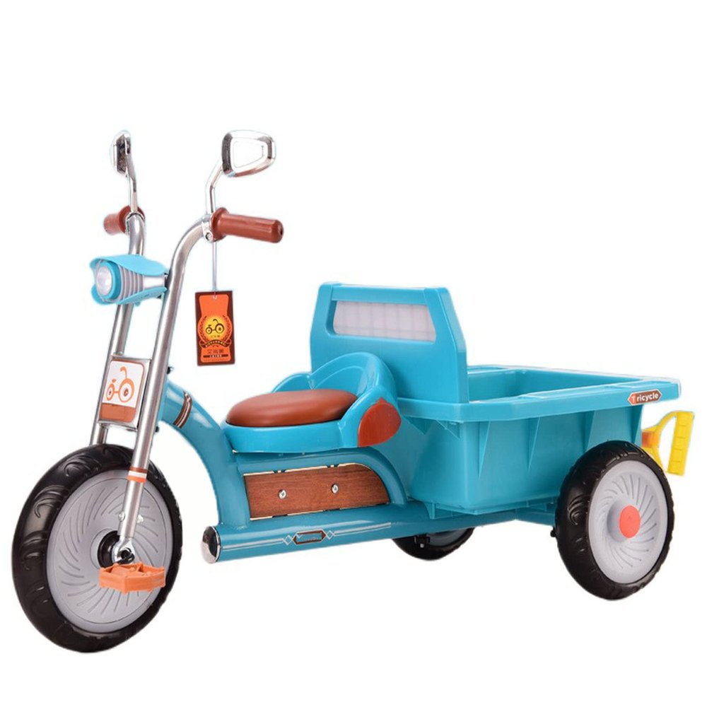 Tricycle for Rider Age 3-6,Pedal Tricycle,3 Wheel Riding Toys,Outdoor Playground Equipment,Trike Bicycle with Music Light,Rear Storage Basket,Suitable for Indoor & Outdoor Use (Blue)