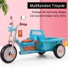 Tricycle for Rider Age 3-6,Pedal Tricycle,3 Wheel Riding Toys,Outdoor Playground Equipment,Trike Bicycle with Music Light,Rear Storage Basket,Suitable for Indoor & Outdoor Use (Blue) view 2