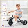 KRIDDO Kids Tricycle, 12 Inch Puncture Free Wheel w Front Light, Adjustable Seat Height, Gift for 2-5 Year Olds, White view 2