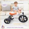 KRIDDO Kids Tricycle, 12 Inch Puncture Free Wheel w Front Light, Adjustable Seat Height, Gift for 2-5 Year Olds, White view 3