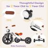 KRIDDO Kids Tricycle, 12 Inch Puncture Free Wheel w Front Light, Adjustable Seat Height, Gift for 2-5 Year Olds, White view 4