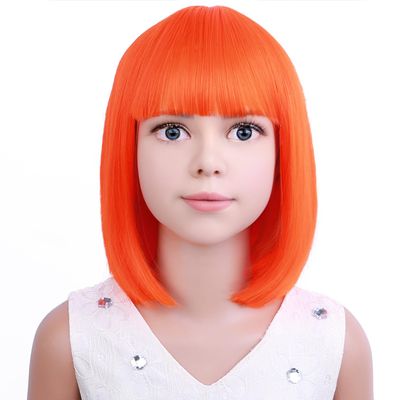 PATTNIUM Kids Orange Wig Orange Bob Wig for Girls Colored Wigs Cosplay Party Synthetic Daily Wear Children Wigs