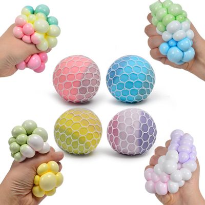 Dhjrefhhd 1Pcs Mix Colored Soft Grape Mesh Pressure Balls Squeeze Change Color Balls Stress Relieve Sensory Squishy Balls Hand Exercise Bouncy Balls (Blue)