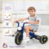 KRIDDO Kids 12 Inch Tricycle With Puncture Free Wheels, Front Light, Adjustable Seat - Gift for 2-5 Year Olds, Blue view 2