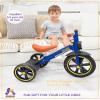 KRIDDO Kids 12 Inch Tricycle With Puncture Free Wheels, Front Light, Adjustable Seat - Gift for 2-5 Year Olds, Blue view 3