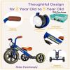 KRIDDO Kids 12 Inch Tricycle With Puncture Free Wheels, Front Light, Adjustable Seat - Gift for 2-5 Year Olds, Blue view 4