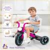 KRIDDO Kids Tricycle, 12 Inch Puncture Free Rubber Wheel w Front Light, Adjustable Seat Height, Gift for 2-5 Year Olds, Pink view 2