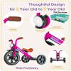KRIDDO Kids Tricycle, 12 Inch Puncture Free Rubber Wheel w Front Light, Adjustable Seat Height, Gift for 2-5 Year Olds, Pink view 4