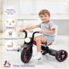 KRIDDO Kids Tricycle, 12 Inch Puncture Free Wheel w Front Light, Adjustable Seat Height, Gift for 2-5 Year Olds, Trike for Toddlers, Black view 2