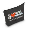 MNIGIU Funny Mahjong Bag Mahjong Lover Gift Peace Love Mahjong Board Game Fan Gift Mahjong Gift (Peace Love Mahjong Black) view 1