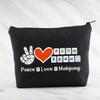 MNIGIU Funny Mahjong Bag Mahjong Lover Gift Peace Love Mahjong Board Game Fan Gift Mahjong Gift (Peace Love Mahjong Black) view 2