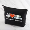 MNIGIU Funny Mahjong Bag Mahjong Lover Gift Peace Love Mahjong Board Game Fan Gift Mahjong Gift (Peace Love Mahjong Black) view 3