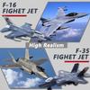 Double Fighter Jet Toy, F35 & F16 Diecast Planes with Lights & Sounds, Pull Back Military Airplane Toy Gift for Toddler,Kids, Boys view 2
