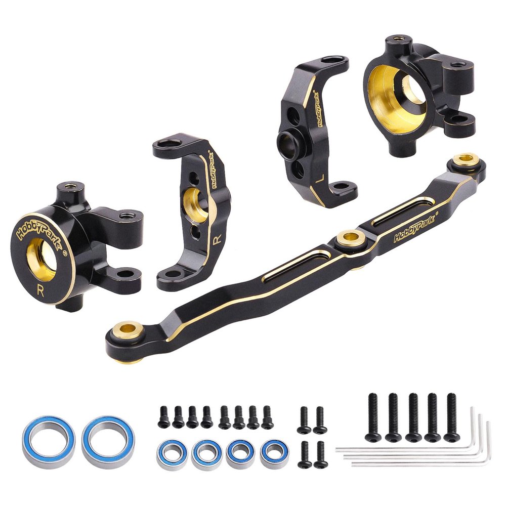 HobbyPark Brass Steering Link & Steering Knuckles & Caster Blocks C-Hubs Weights for 1/18 Traxxas TRX4M TRX4MT Upgrades Replacement w/Ball Bearings