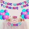 Cartoon Owl 1st Birthday Party Decorations for Boys Girls with Look Whoo's Turning One Banner Latex Balloon, Owl One Cake Topper for Kids First Birthday Decoration Supplies view 2