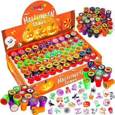 120 PCS Halloween Stamps for Kids Bulk, Self-Inking Trick or Treat Party Favors Toys, Assorted Pumpkin Ghost Spider Stampers, Classroom Rewards Goodie Bag Fillers for Halloween Party Supplies