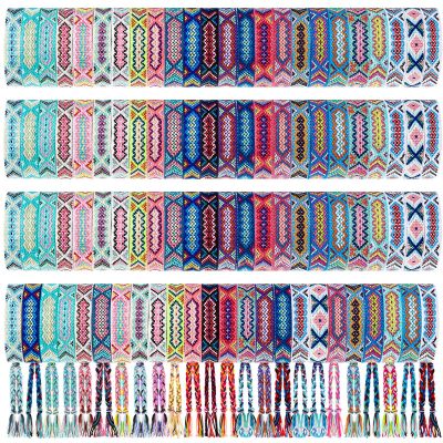 Henoyso 48 Pcs Woven Friendship Bracelets Bulk Adjustable Braided String Nepal Bracelets String with Sliding Knot Closure Gift for Women Girls Birthday Party Camp Favor (Stylish Style)