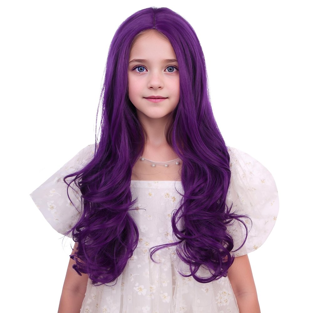 DUDUWIG Purple Wig Long Purple Wig Synthetic Hair Ombre Purple Wigs Natural Wavy Hair Wigs Hair Net Include (Small Size)